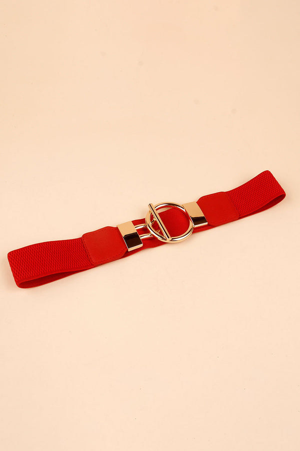 Circle Shape Buckle Zinc Alloy Buckle PU Leather Belt-Teresa's Fashionista LLC