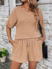 Notched Half Sleeve Top and Shorts Set-Teresa's Fashionista LLC
