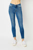 Judy Blue Full Size Cuffed Hem Skinny Jeans in blue denim with trendy cuffed hems and slim fit.