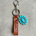 Turquoise Genuine Leather Key Chain-Teresa's Fashionista LLC