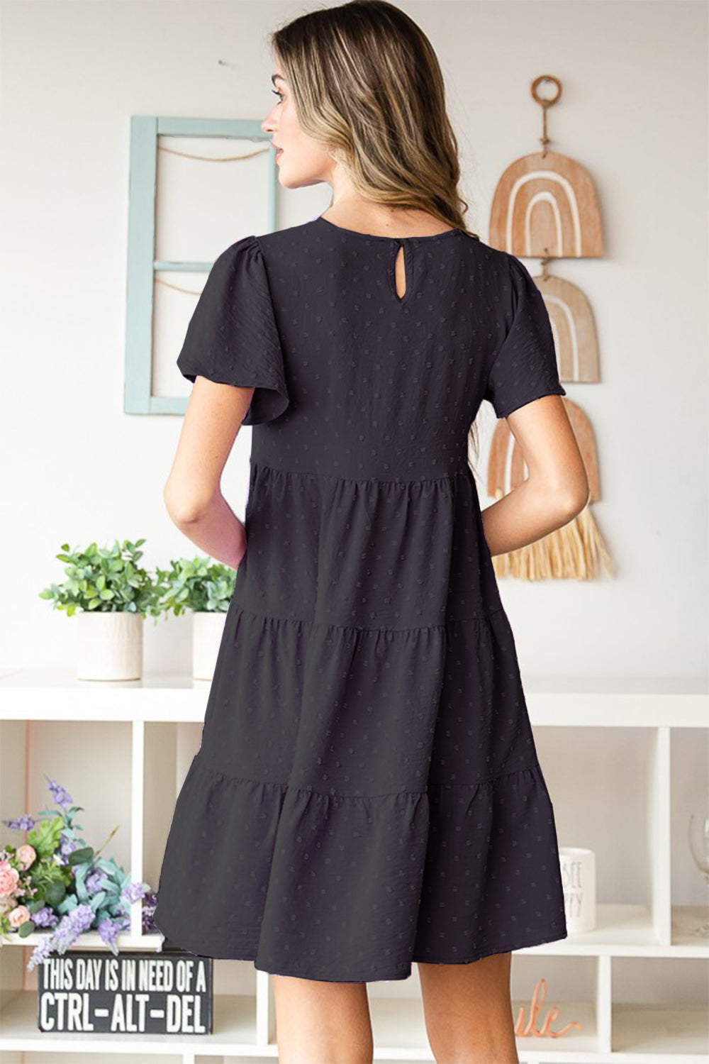 Heimish Swiss Dot Short Sleeve Tiered Dress-Teresa's Fashionista LLC