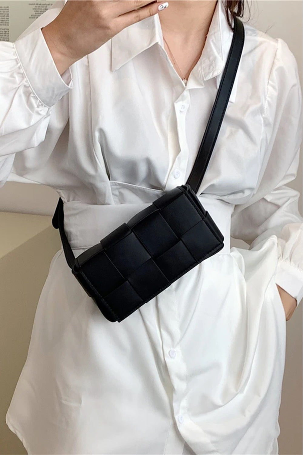 Zenana Vegan Leather Woven Crossbody Bag-Teresa's Fashionista LLC