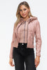 Snobbish Faux Leather Zip Up Drawstring Hooded Jacket - Teresa's Fashionista LLC