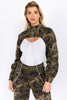 American Bazi Camouflage Cropped Jacket with Chains - Teresa's Fashionista LLC