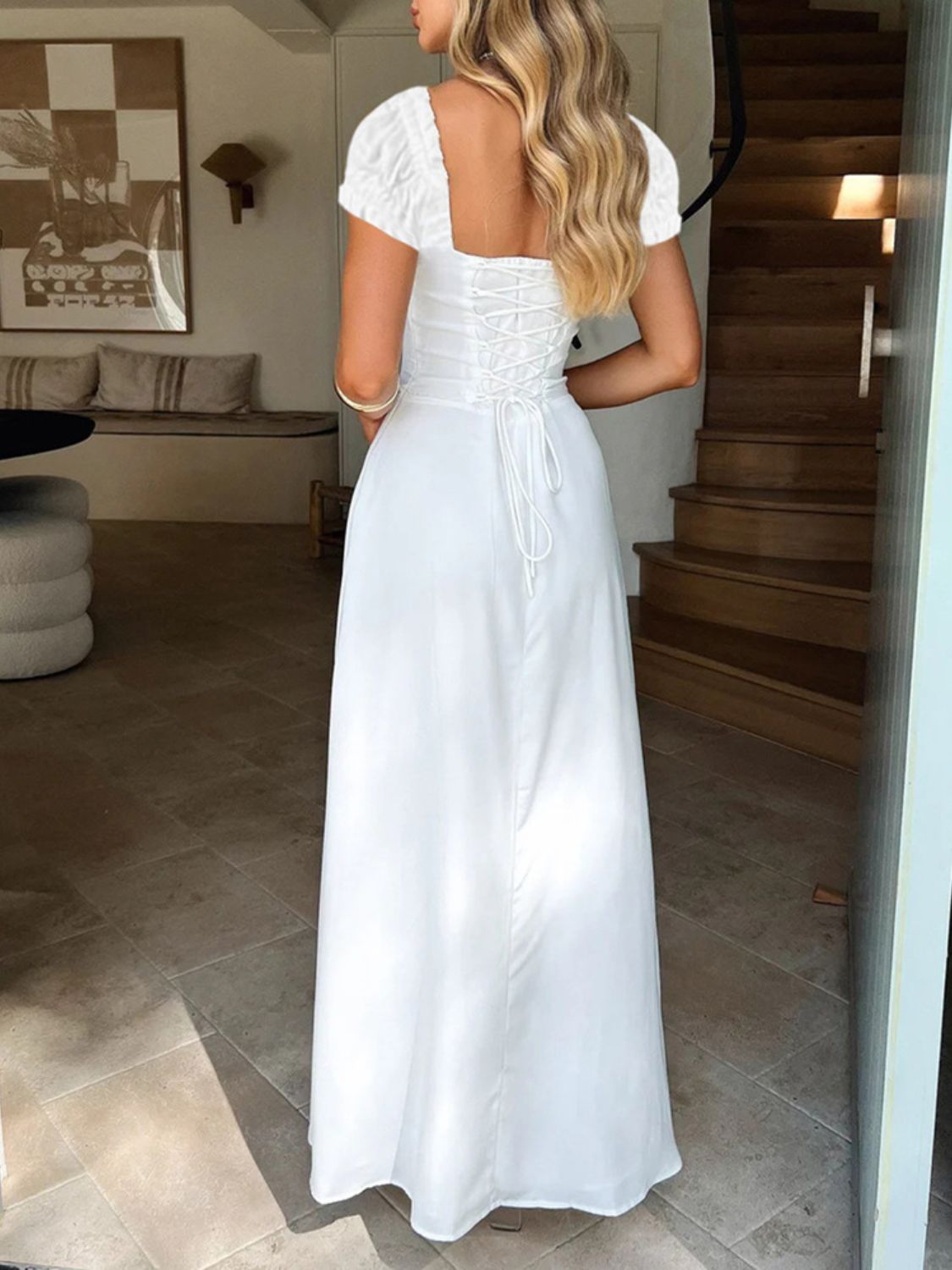 Devine Sweetheart Neck Short Sleeve Maxi Dress - Teresa's Fashionista LLC