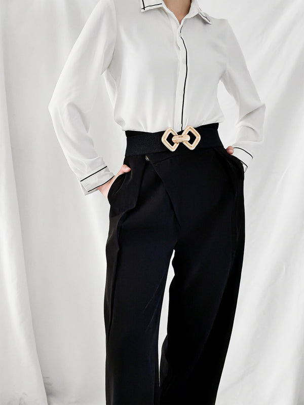 Geometric Buckle Elastic Wide Belt-Teresa's Fashionista LLC