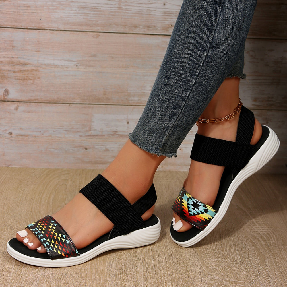 PU Leather Open Toe Low Heel Sandals-Teresa's Fashionista LLC