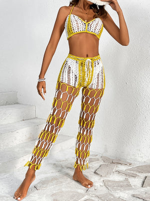Cutout Halter Neck Top and Pants Two-Piece Swim Set-Teresa's Fashionista LLC