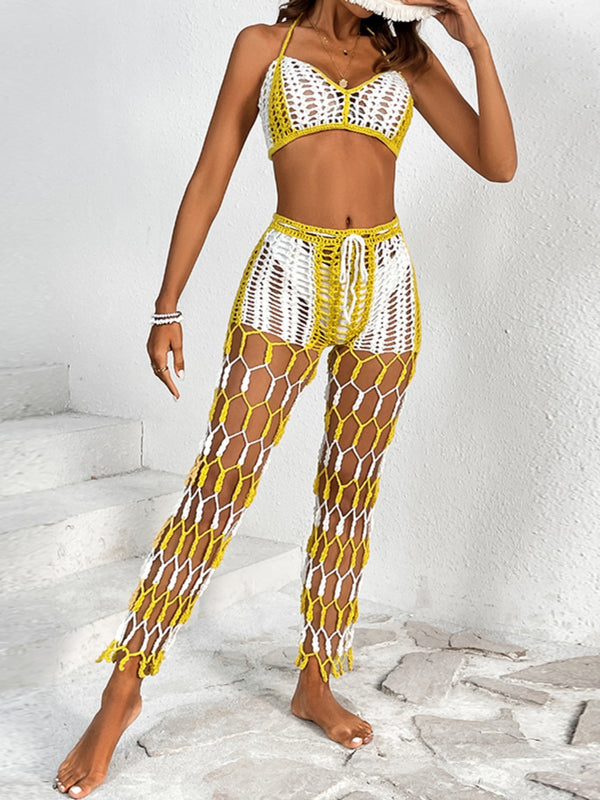 Cutout Halter Neck Top and Pants Two-Piece Swim Set-Teresa's Fashionista LLC