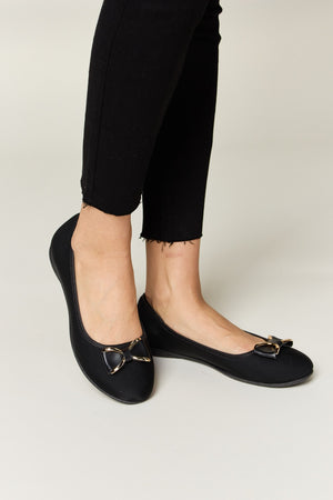 Forever Link Metal Buckle Flat Loafers-Teresa's Fashionista LLC