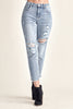 RISEN Distressed Slim Cropped Jeans-Teresa's Fashionista LLC