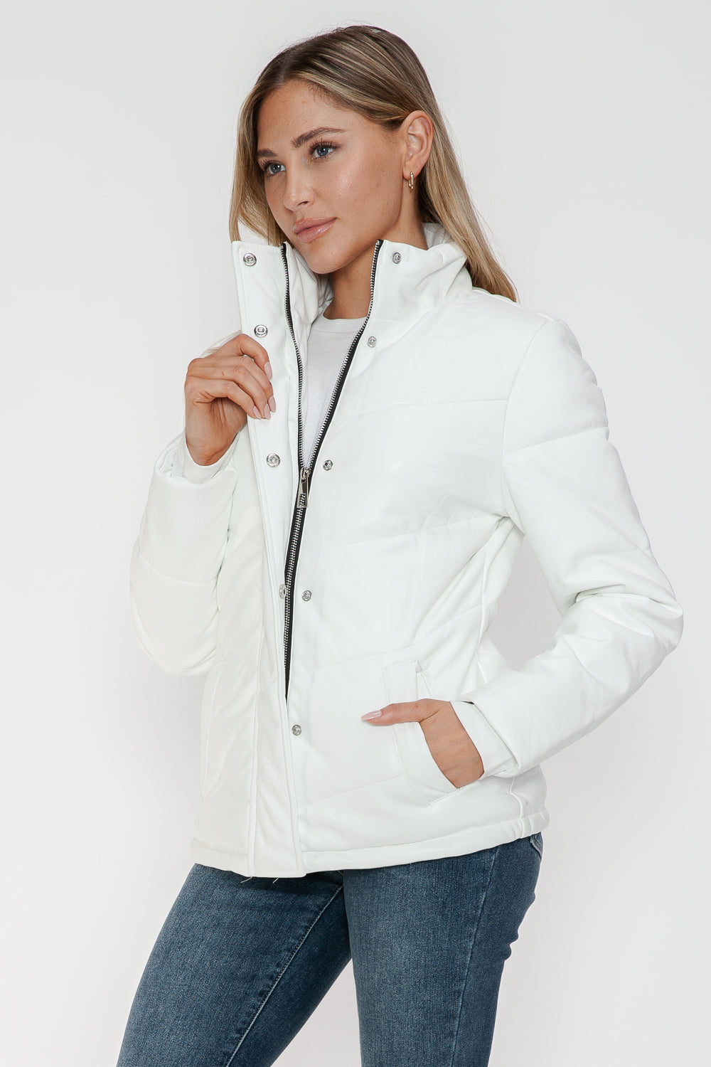 Snobbish Pocketed Zip Up Turtleneck Puffer Jacket - Teresa's Fashionista LLC