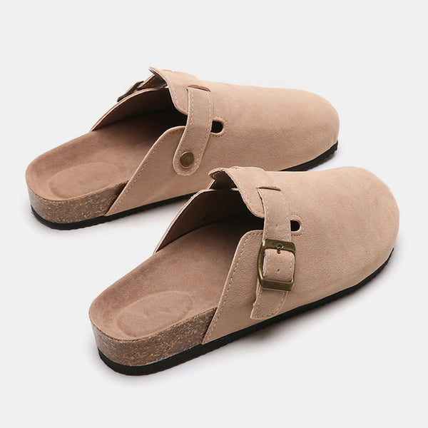 Suede Closed Toe Buckle Slide-Teresa's Fashionista LLC