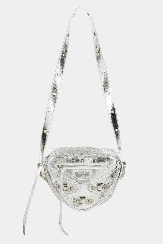 Fame PU Leather Triangle Crossbody Bag - Teresa's Fashionista LLC