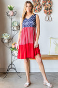 Heimish Full Size US Flag Theme Contrast Tank Dress-Teresa's Fashionista LLC