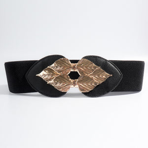 Alloy Leaf Buckle Elastic Belt-Teresa's Fashionista LLC