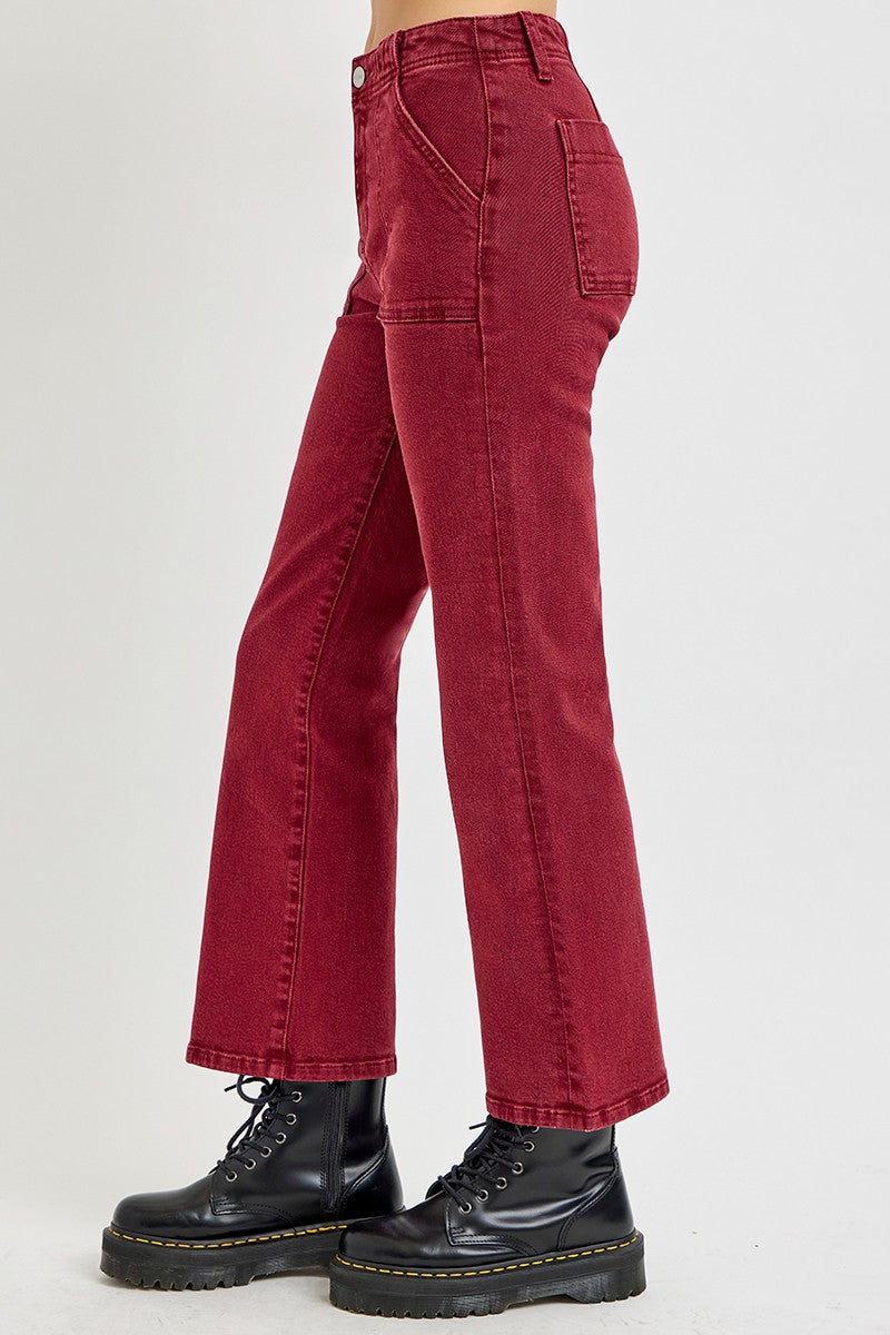RISEN Full Size High Rise Straight Jeans with Patch Pockets - Teresa's Fashionista LLC