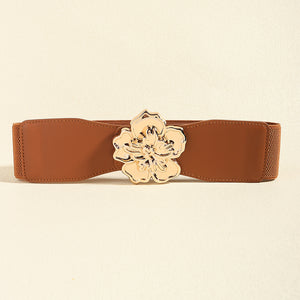 Flower Alloy Buckle Elastic Belt-Teresa's Fashionista LLC