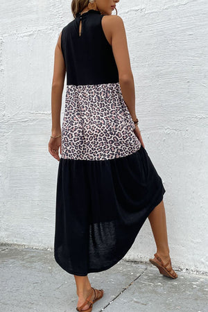 Leopard Contrast Sleeveless Maxi Dress-Teresa's Fashionista LLC