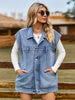 Button Up Collared Neck Sleeveless Denim Jacket-Teresa's Fashionista LLC