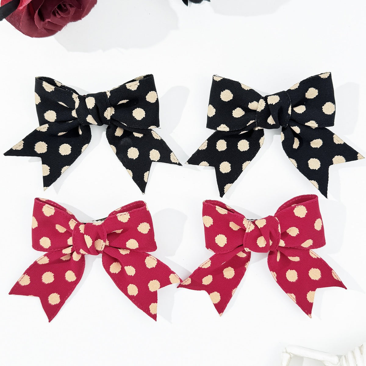 2-Piece Polka Dot Bow Hair Clip - Teresa's Fashionista LLC