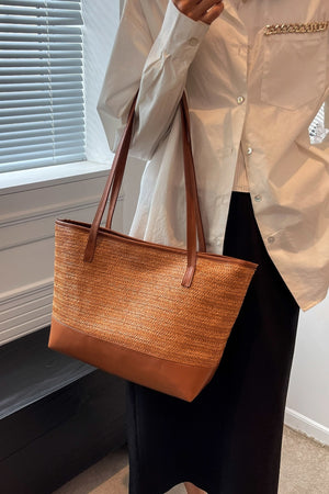 PU Leather Straps Large Tote Bag-Teresa's Fashionista LLC
