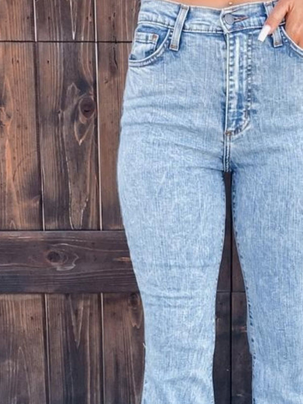 Raw Hem Bootcut Jeans-Teresa's Fashionista LLC