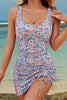 Drawstring Printed Wide Strap Swim Dress-Teresa's Fashionista LLC