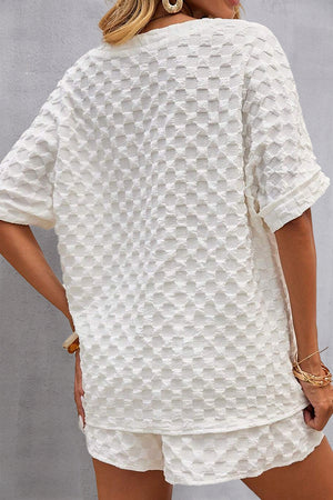 Notched Half Sleeve Top and Shorts Set-Teresa's Fashionista LLC