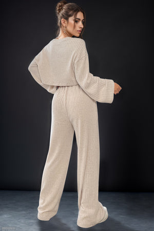 Round Neck Long Sleeve Top and Pants Set-Teresa's Fashionista LLC