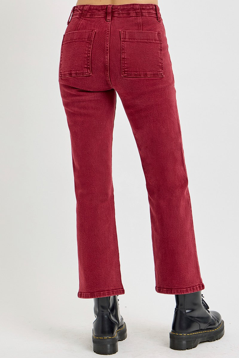 RISEN Full Size High Rise Straight Jeans with Patch Pockets - Teresa's Fashionista LLC