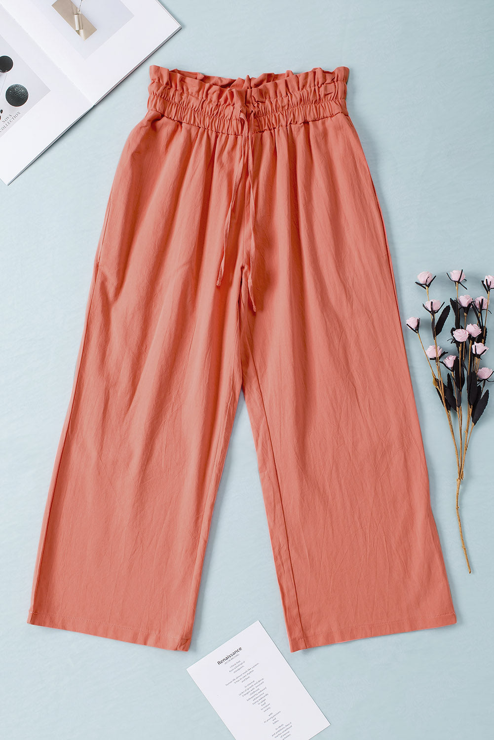 Drawstring Paperbag Waist Wide Leg Pants-Teresa&#39;s Fashionista LLC