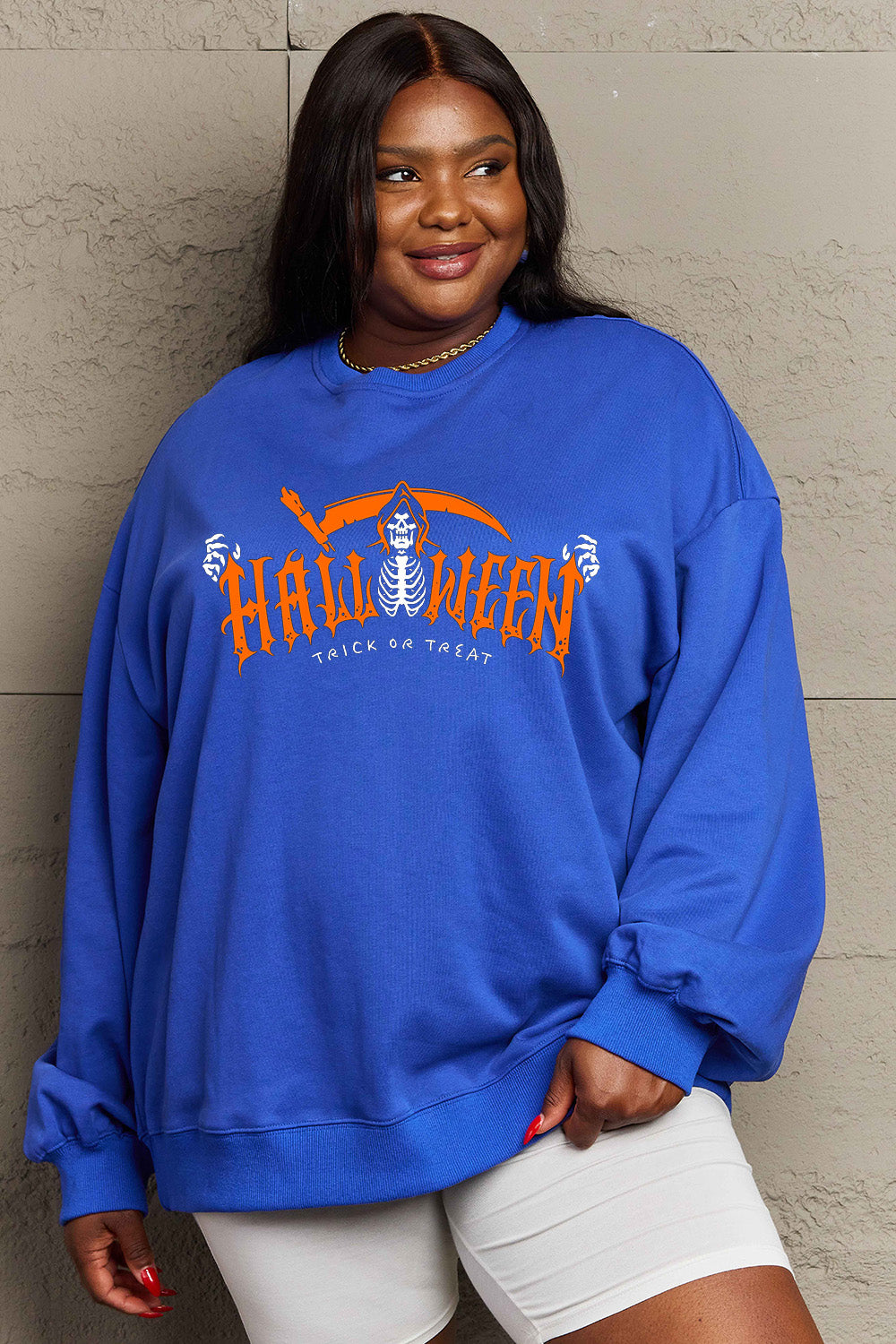 Simply Love Full Size HALLOWEEN TRICK OR TREAT Graphic Sweatshirt - Teresa's Fashionista LLC