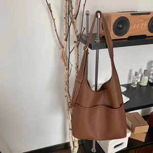 P25070 Pockets Front Microfiber Leather Shoulder Bag