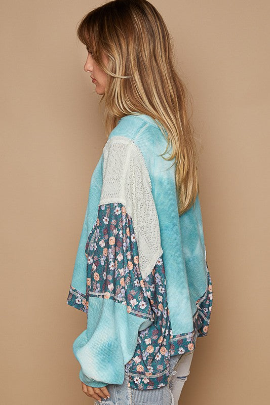 POL Floral Patchwork Round Neck Knit Top - Teresa's Fashionista LLC