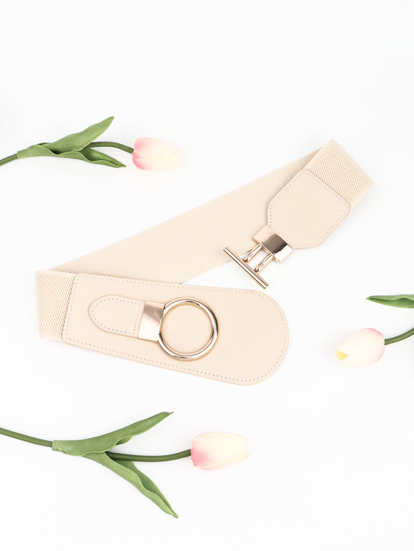PU Elastic Wide Belt with Alloy Buckle-Teresa's Fashionista LLC