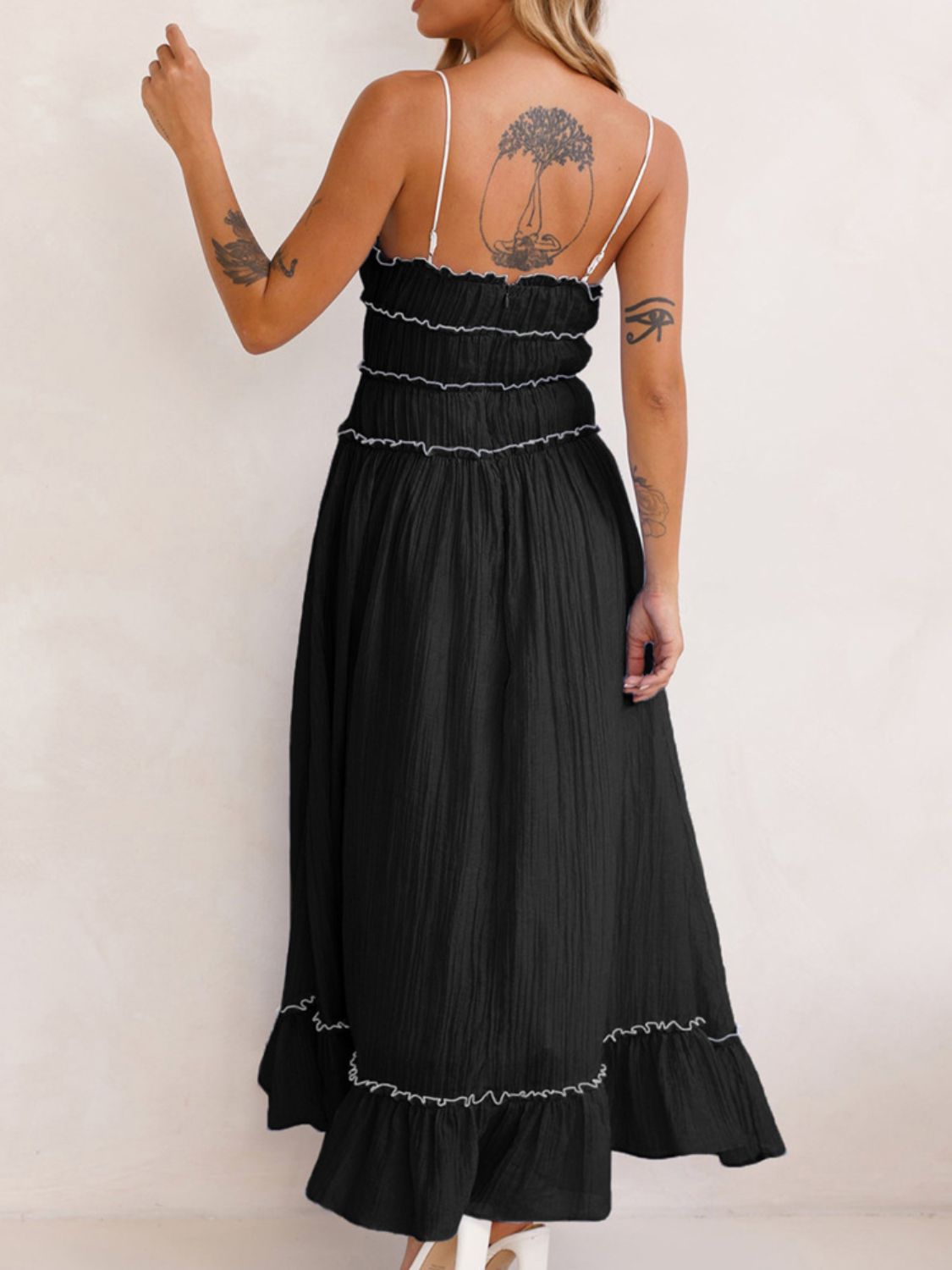 Devine Frill Ruffled Hem Midi Cami Dress - Teresa's Fashionista LLC