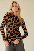 Davi & Dani Heart Print Long Sleeve Top - Teresa's Fashionista LLC