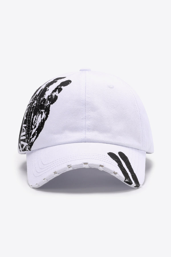 VIBRA Graphic Distressed Adjustable Baseball Cap-Teresa's Fashionista LLC