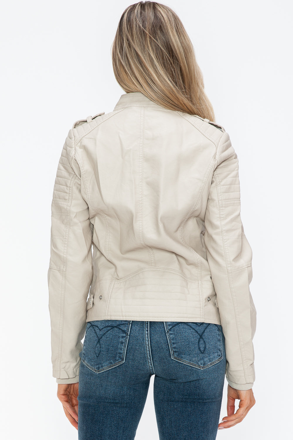 Snobbish PU Leather Biker Jacket with Side Zip Pockets - Teresa's Fashionista LLC