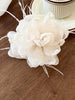 Feather Trim Flower Shape Hair Claw Clip - Teresa's Fashionista LLC