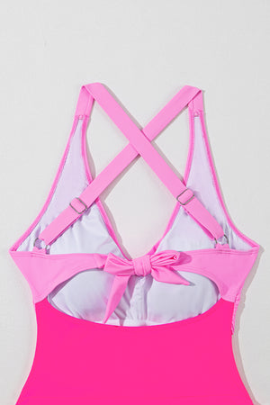 Crisscross V-Neck One-Piece Swimwear-Teresa's Fashionista LLC
