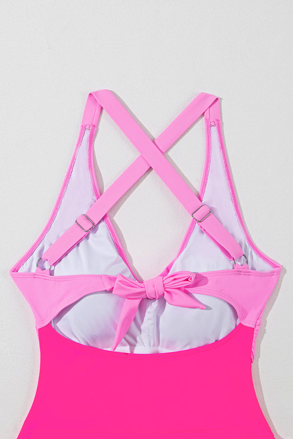 Crisscross V-Neck One-Piece Swimwear-Teresa's Fashionista LLC
