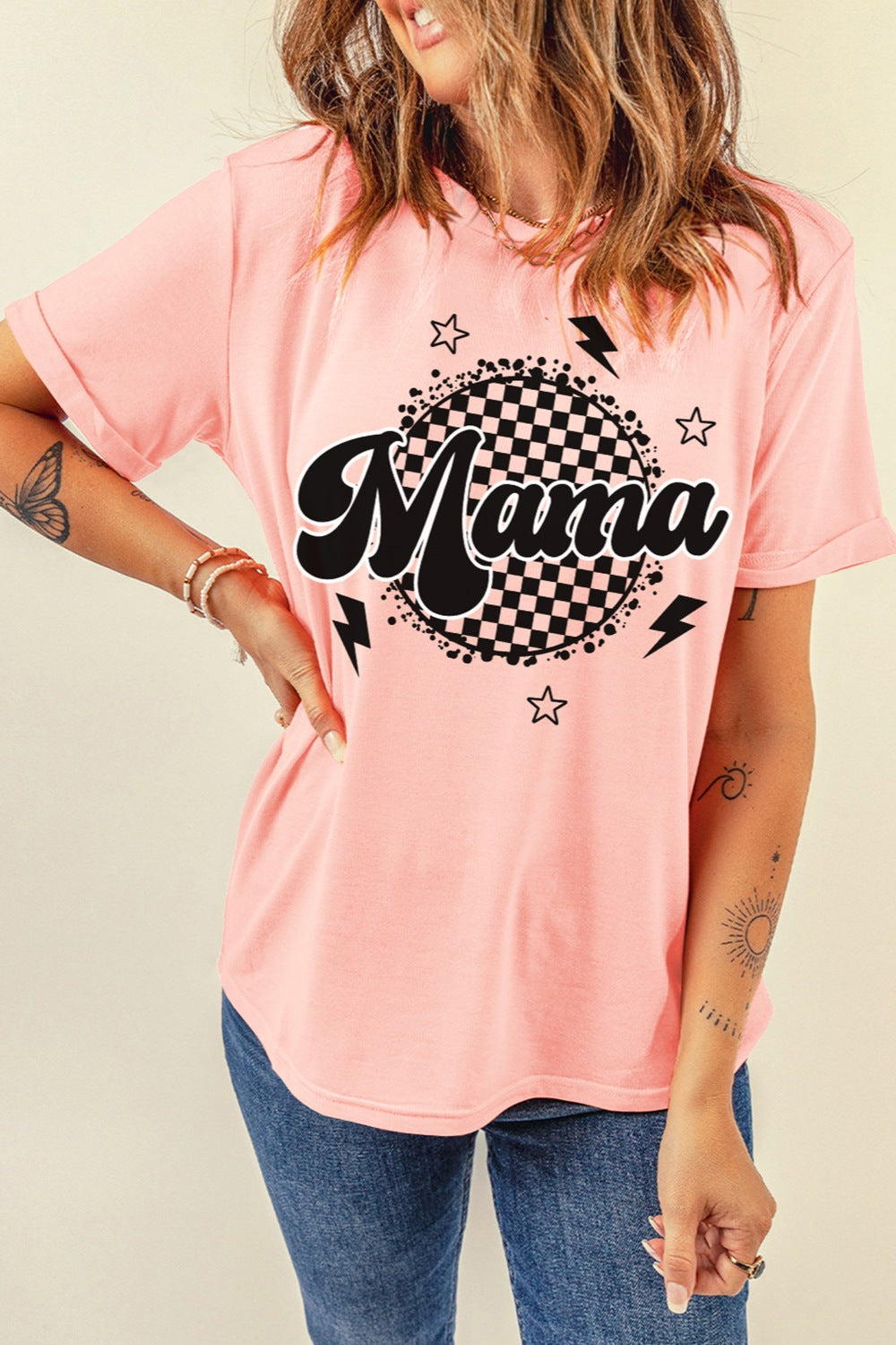 MAMA Round Neck Short Sleeve T-Shirt-Teresa&#39;s Fashionista LLC