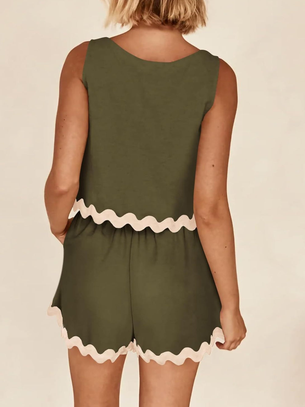 Contrast Trim Sleeveless Top and Shorts Set-Teresa's Fashionista LLC