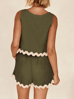 Contrast Trim Sleeveless Top and Shorts Set-Teresa's Fashionista LLC
