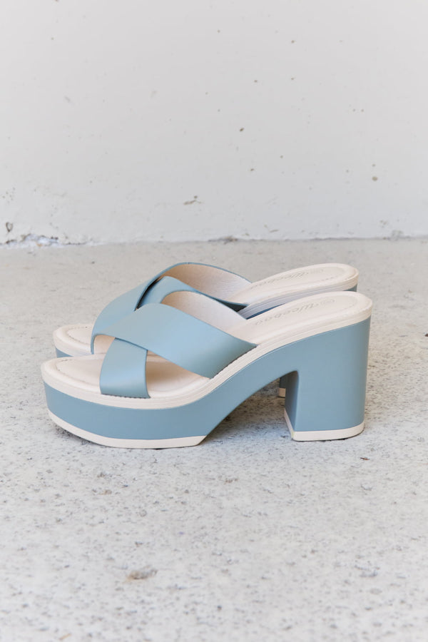 Weeboo Cherish The Moments Contrast Platform Sandals in Misty Blue-Teresa's Fashionista LLC