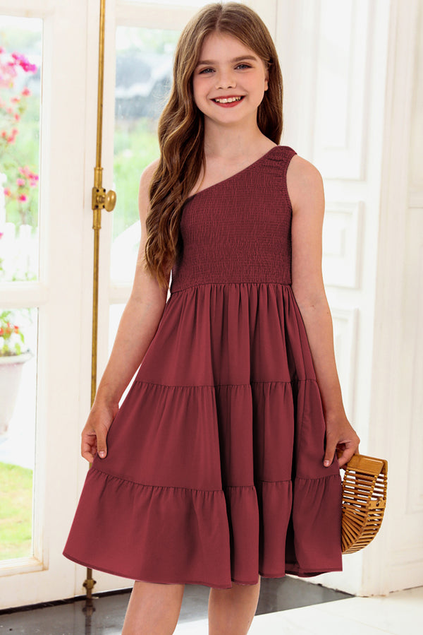 One-Shoulder Sleeveless Tiered Dress-Teresa's Fashionista LLC