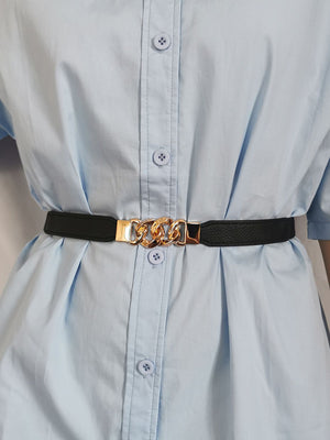 Zinc Alloy Buckle Elastic PU Belt-Teresa's Fashionista LLC