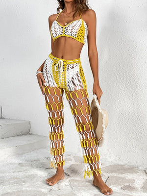 Cutout Halter Neck Top and Pants Two-Piece Swim Set-Teresa's Fashionista LLC